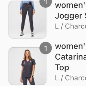 figs charcoal pride scrub set. pants are zamola jogger.